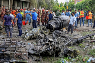 The moments after Bangladesh fighter jet hit a primary school