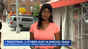 Pedestrian, 2 others hurt when cars crash and jump curb in Inwood