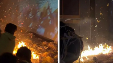 In India, a spectator set fire inside the hall