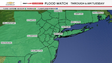 Heavy downpours and flooding possible in NYC area through Monday.