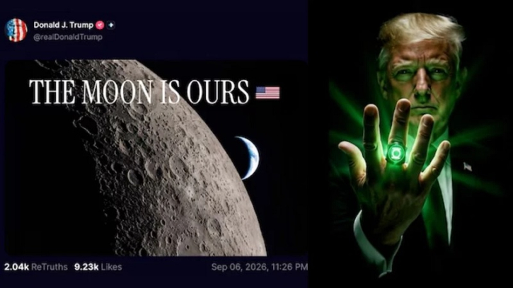 Trump now claims to occupy the moon, portrays himself